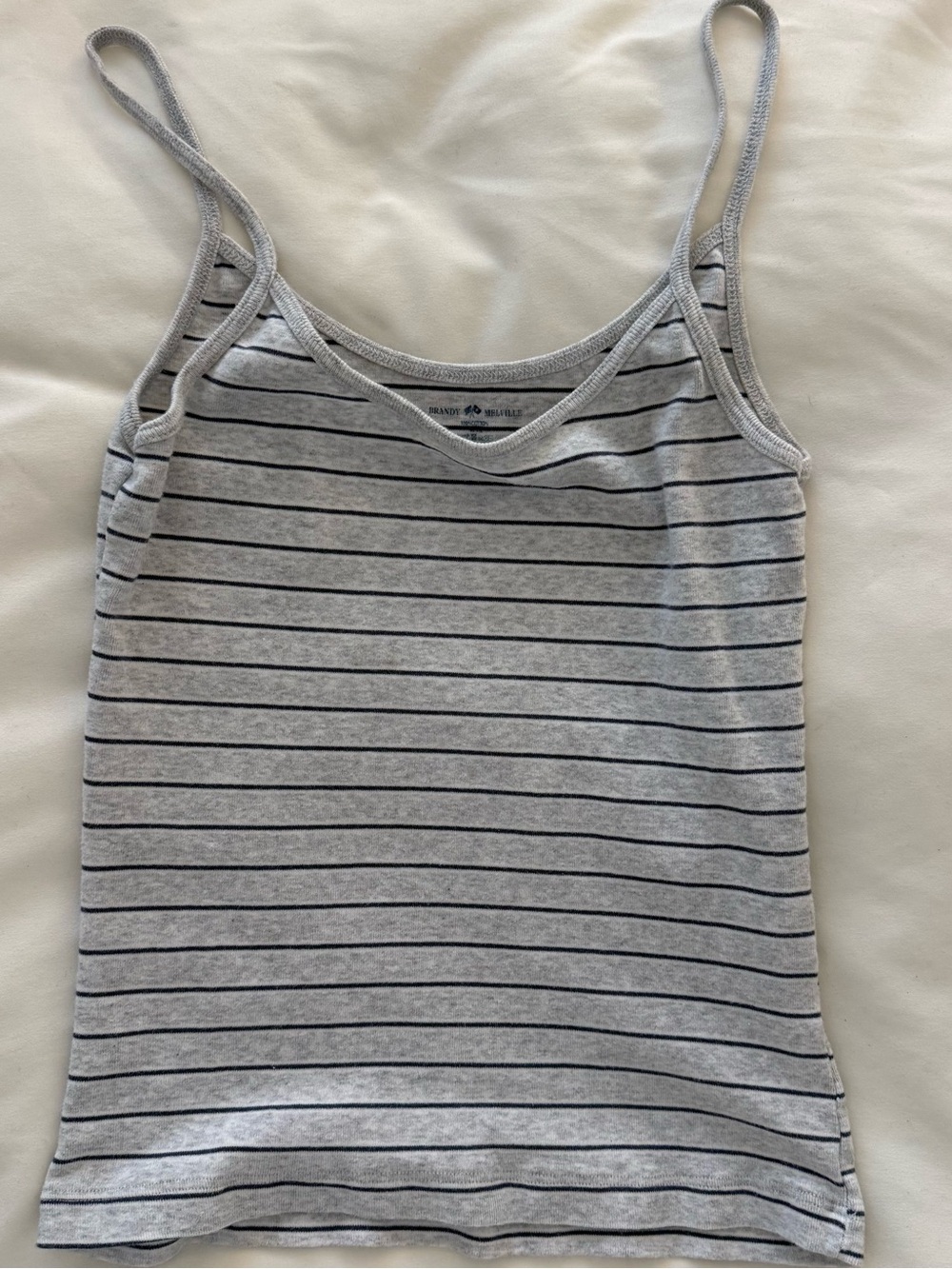 Brandy Melville Gray and Black Striped Spaghetti Strap Tank